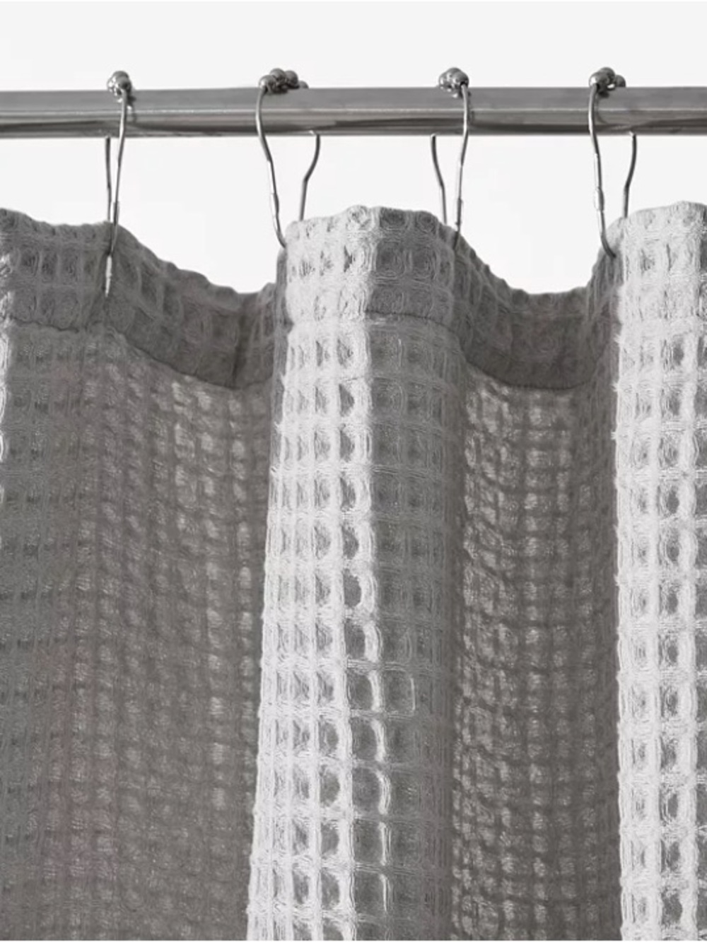 Vera Wang Marled Waffle Weave Shower Curtain Panels (2) - Grey, New